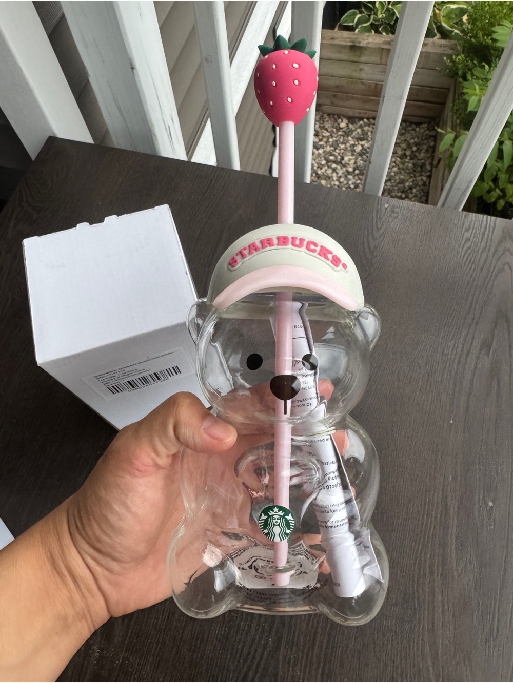 Glass Bear Cup with Strawberry Topper